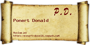 Ponert Donald névjegykártya